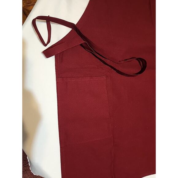 Fame Fabrics 2 Patch Pocket Bib Apron Burgundy Adjustable Neck Strap - Picture 2 of 6